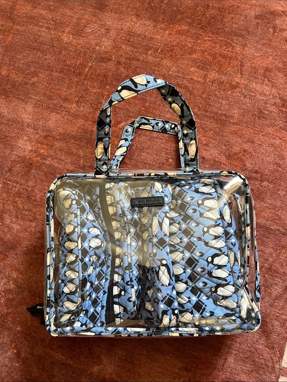 Vera Bradley Penguin Clear Tote with Matching Cosmetic Bags